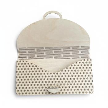 Holz‑Umschlag aus Sperrholz mit modernem Schriftzug ‚congratulations gratulate‘, ideal für Geldgeschenke und Gutscheine.